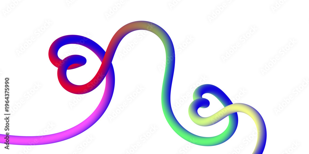 Obraz premium Color Gradient Abstract Line Shape. Vector Rainbow Isolated Marker Stroke Graphic. Wave Color Doodle Ribbon. Scribble Gradient Design Element.