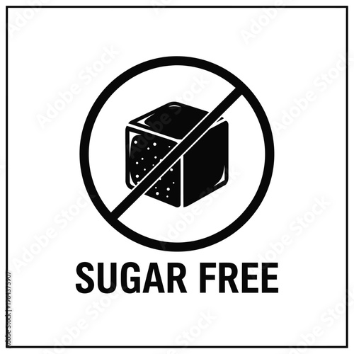 Illustration of vector sugar free icon with cube symbol
