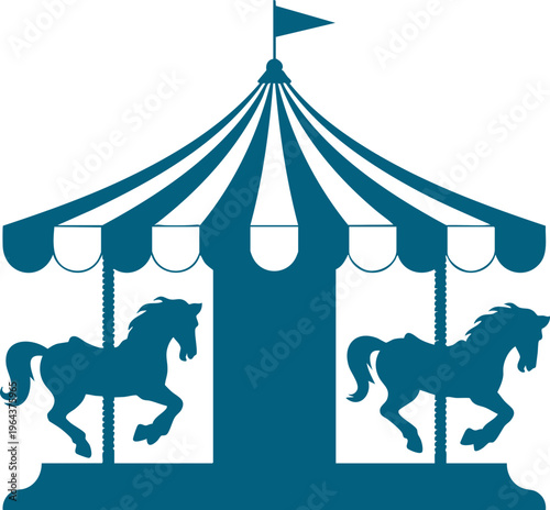 Vintage Carousel with Horses