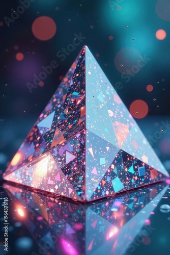 Wallpaper Mural Glass pyramid with intricate reflective surfaces and iridescent dispersion of light, iridescence, light Torontodigital.ca