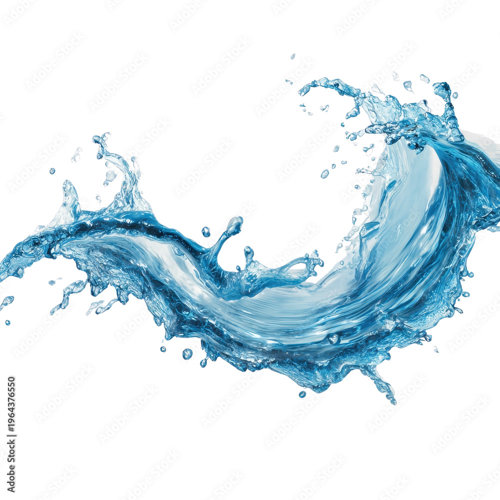 Obraz premium Clean water splash curve ultra-realistic liquid isolated on white background 