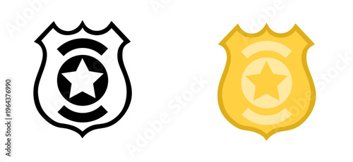 Vector illustration of police badge icon set 