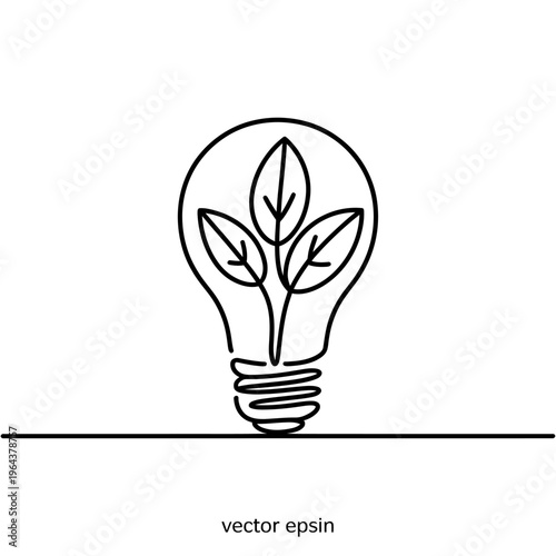 Eco friendly light bulb with leaves inside  ecofriendly concept
