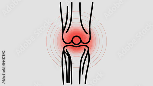 Knee pain diagram with red circles indicating inflammation or injury in human body