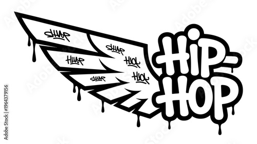 Graffiti style hip hop music logo with sharp and hip hop text and drips