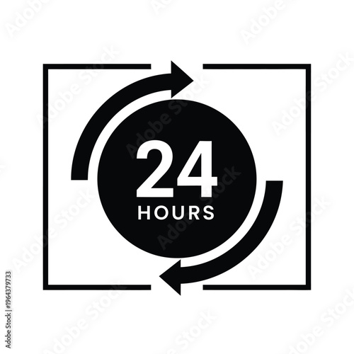 Illustration of vector 24 hours clock cycle icon