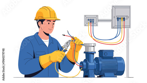 Expert Electrical Handiwork: A focused electrician, dressed in safety gear, meticulously works on electrical components with skilled precision, demonstrating expertise in the world of electrical work.