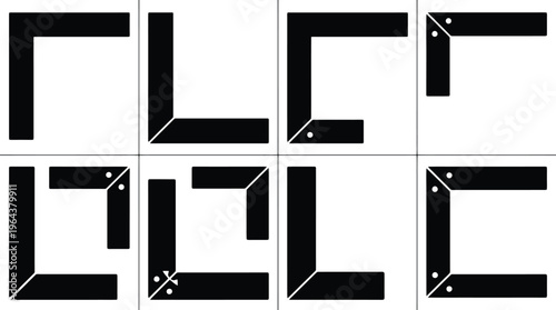 Set of Black L- Shaped Corner Brackets with Rivets and Screws L-bracket angle bracket