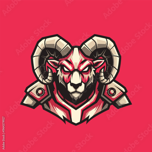 Robot Ram Head Illustration Design.