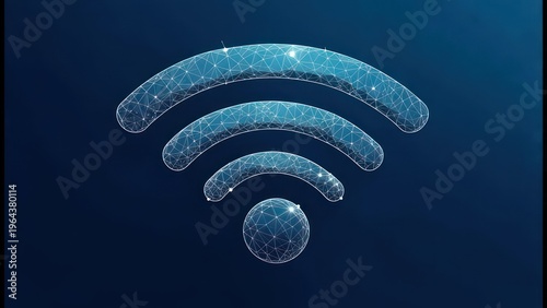 Wireless signal icon, polygonal, dark background