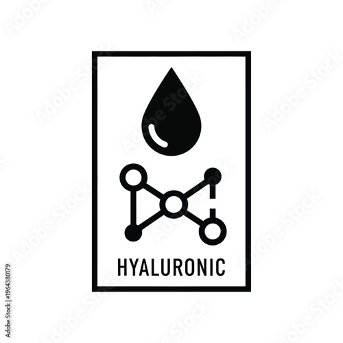 Illustration of vector hyaluronic acid molecule structure with drop