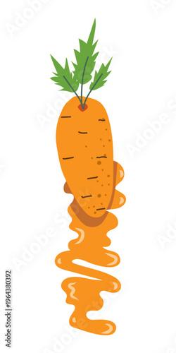 Carrot sauce with drippings for cooking and advertising design. Vector illustration.