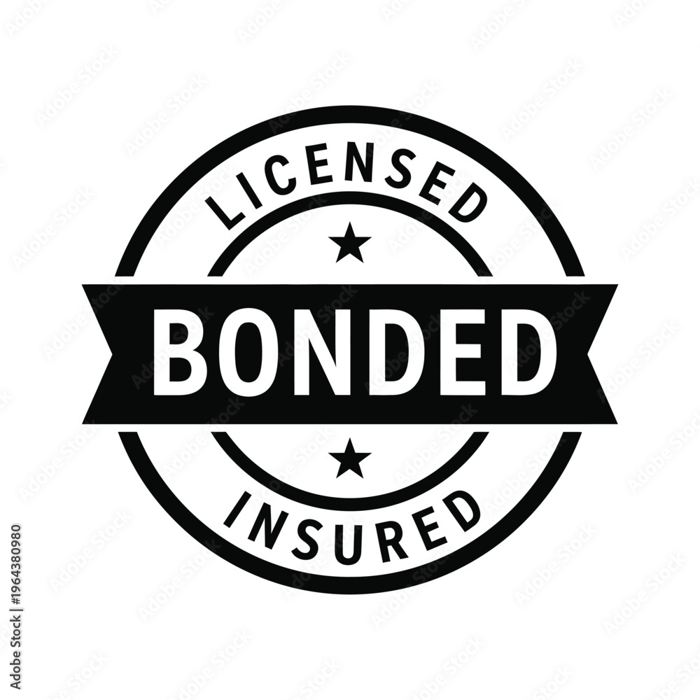 Fototapeta premium Licensed bonded insured vector illustration of a seal or sticker