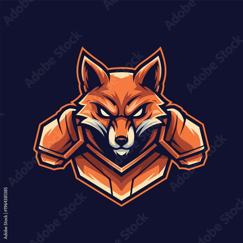 Orange Fox Robot Head Illustration.