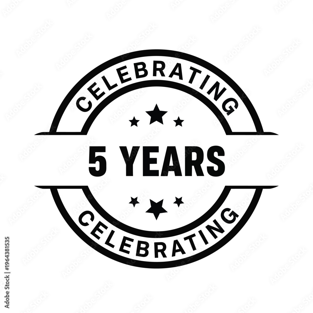 Obraz premium Illustration of vector 5 year celebration badge