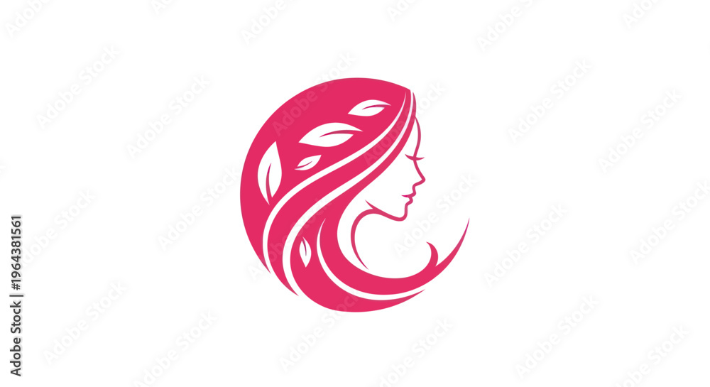 Fototapeta premium Womans profile with floral hair