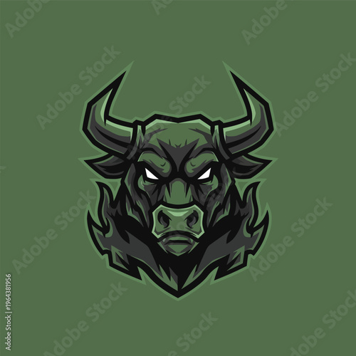 Illustration of a bulls angry face.