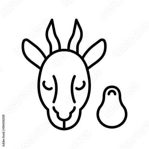 Antelope meat icon. Food and game meat line symbol. Black and white.