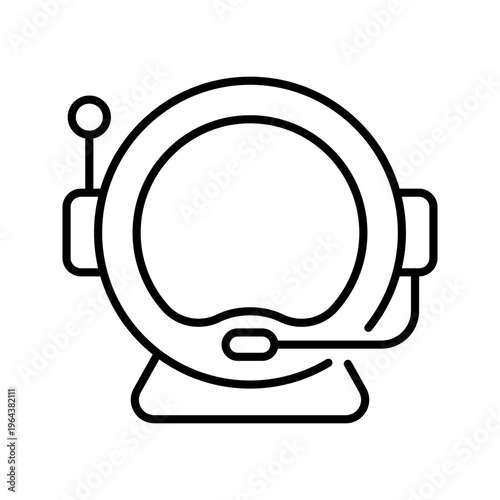 Astronaut helmet icon. Science and spaceflight line symbol. Black and white.