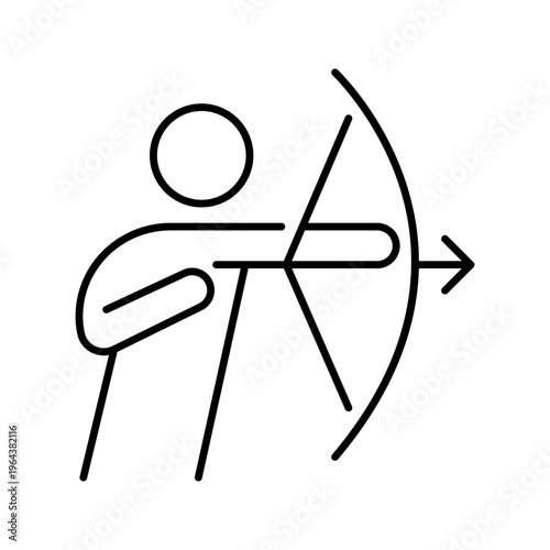 Archery bow icon. Sports and archery line symbol. Black and white.