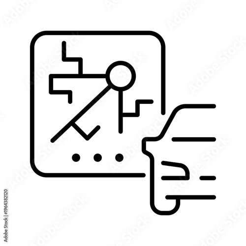 Autonomous parking icon. Transport and parking system line symbol. Black and white.