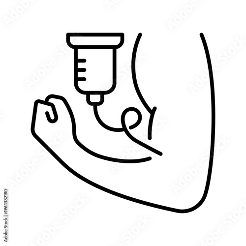 Blood donation icon. Healthcare and blood donation line symbol. Black and white.