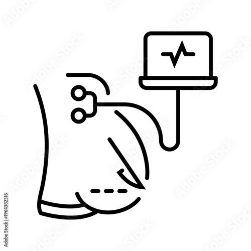 Cesarean section icon. Healthcare and obstetrics line symbol. Black and white.