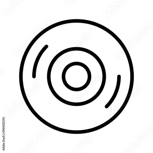 Compact disc icon. Technology and optical media line symbol. Black and white.