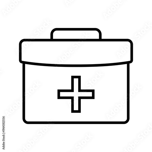 First aid kit icon. Healthcare and first aid line symbol. Black and white.