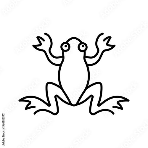Frog amphibian icon. Science and herpetology line symbol. Black and white.