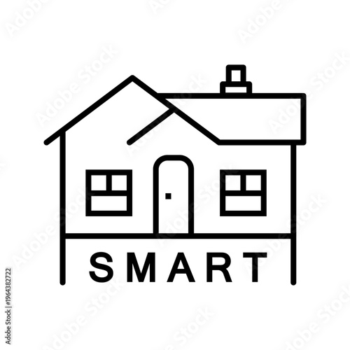 Home automation icon. Technology and home automation line symbol. Black and white.