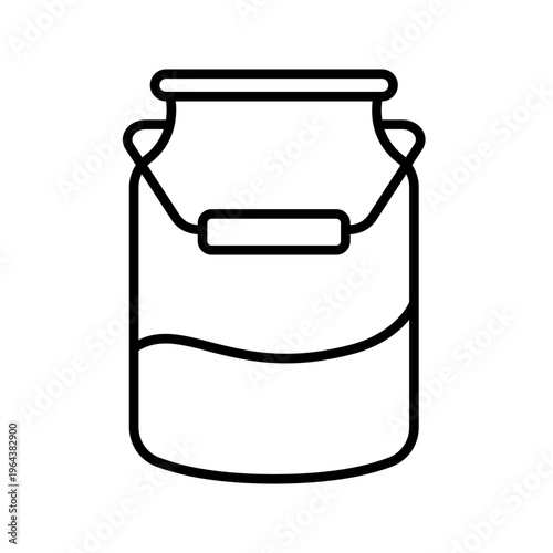 Milk can icon. Food and dairy line symbol. Black and white.