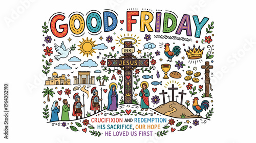 Good Friday Christian Illustration - Jesus Sacrifice & Redemption