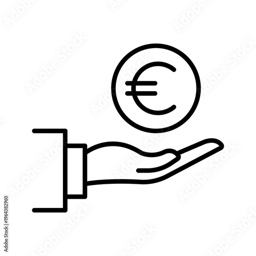 Money contribution icon. Business and donations line symbol. Black and white.
