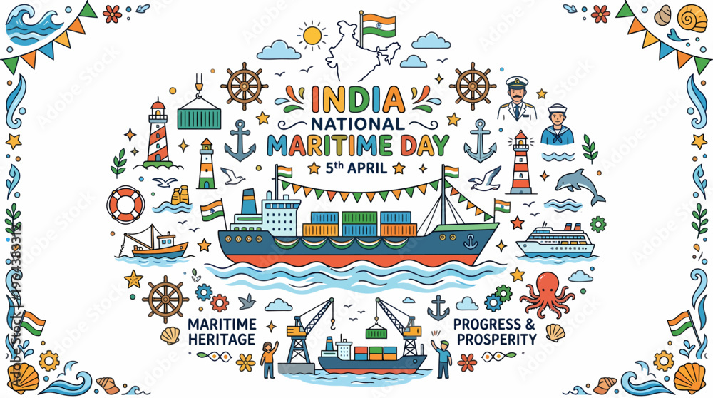 Naklejka premium India National Maritime Day Celebration