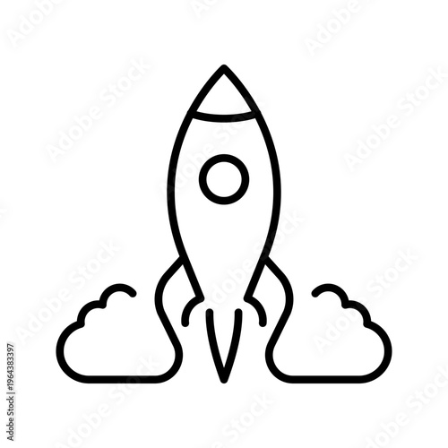 Startup launch icon. Business and entrepreneurship line symbol. Black and white.