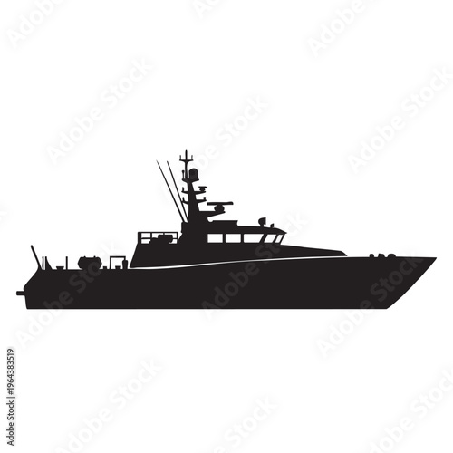 Black silhouette of a modern yacht sleek vector illustration for maritime transport and luxury trave
