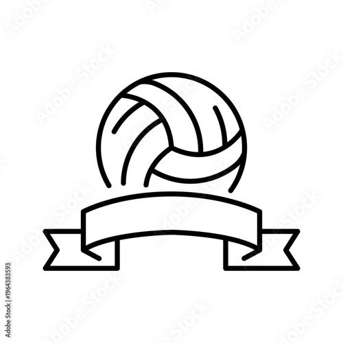 Volleyball badge icon. Sports and volleyball line symbol. Black and white.