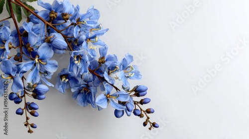 Beautiful Blue Flowers Arrangement on Minimalist Background