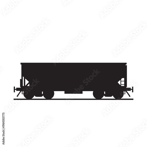 Silhouette of a freight train hopper car simple vector illustration for logistics and transportation