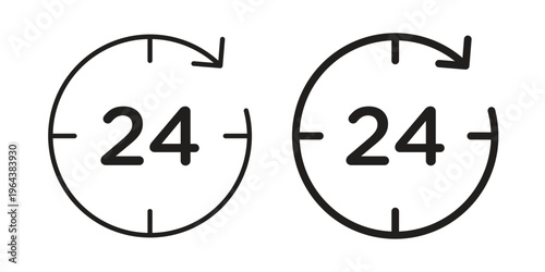 24 Hour time icons vector design template simple and clean