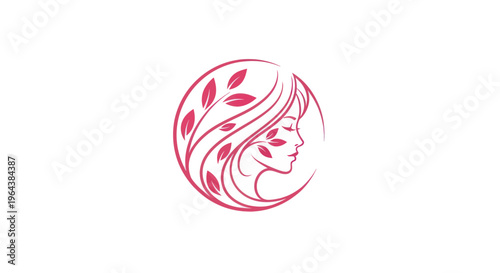 Womans profile with floral hair