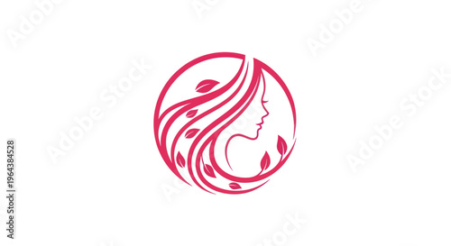 Womans profile with flowing hair graphic