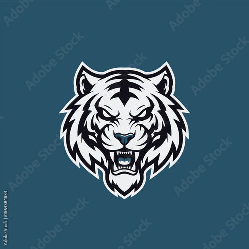 Fierce Tiger Head Illustration Closeup.
