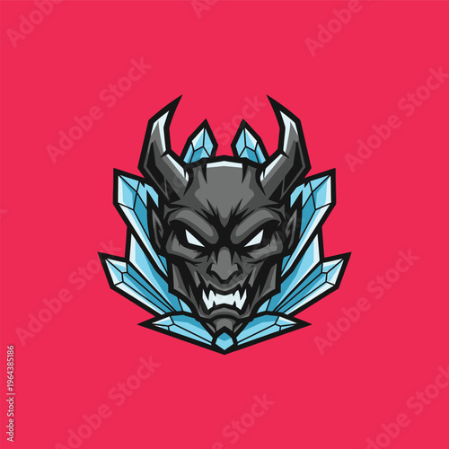 Cartoon Devil Head with Horns.