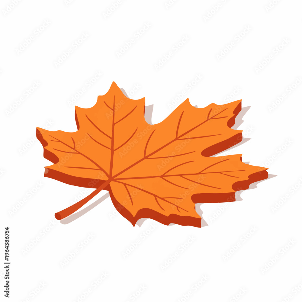 Fototapeta premium Orange maple leaf vector illustration isolated on white background.