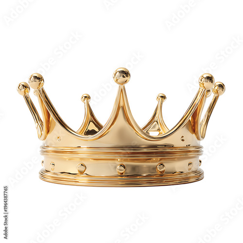 Golden crown on display with shiny metal surface and ornate details