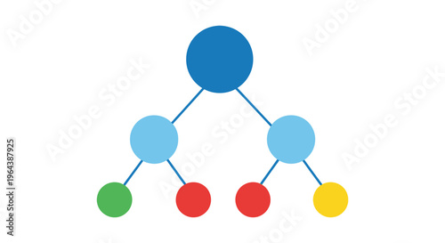 Simple colorful hierarchical tree structure vector illustration for data organization design.