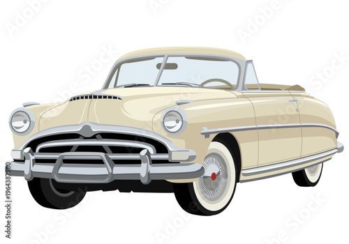 Vintage ivory white Convertible Classic Car