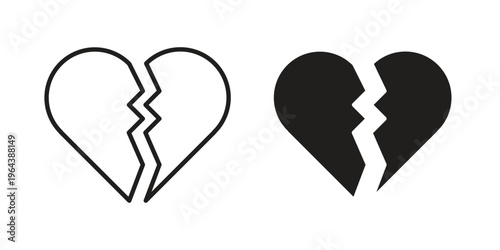 Broken heart icons vector design template simple and clean